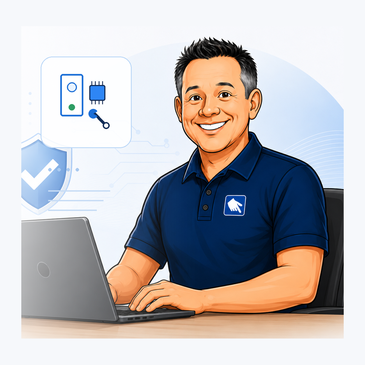 Nick configuring a custom business computer