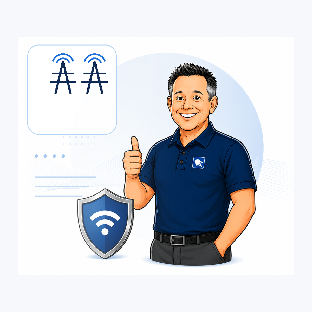 Nick connecting two buildings with wireless radios